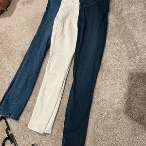 Abercrombie jeggings dark, medium, and white denium